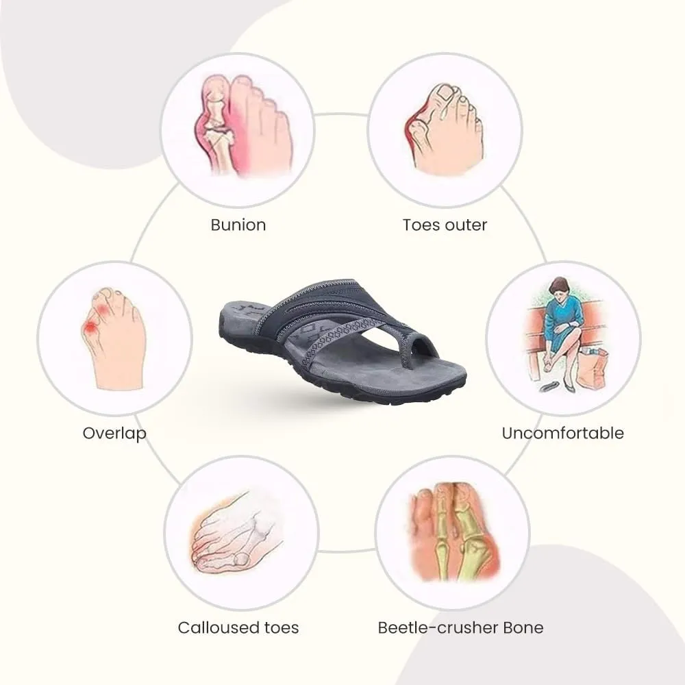 Women's Comfy Orthopedic Platform Sandals with Arch Support Flops, Plantar Fasciitis Sandals with Toe Ring Loop