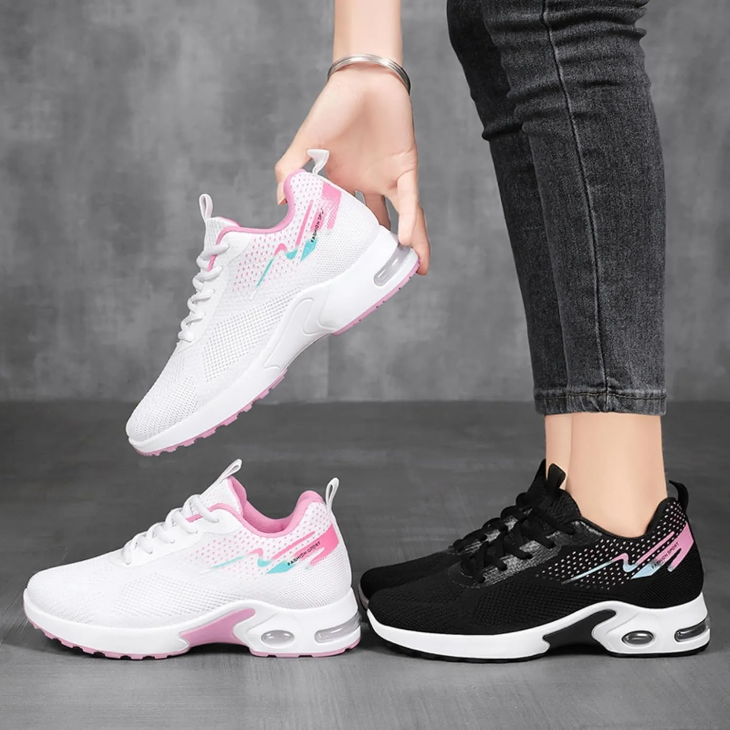 Women's Cushion Sneakers - Breathable, Non-Slip Walking Shoes with Shock-Absorbing Comfort, Lightweight for Running, Walking, and Everyday Use