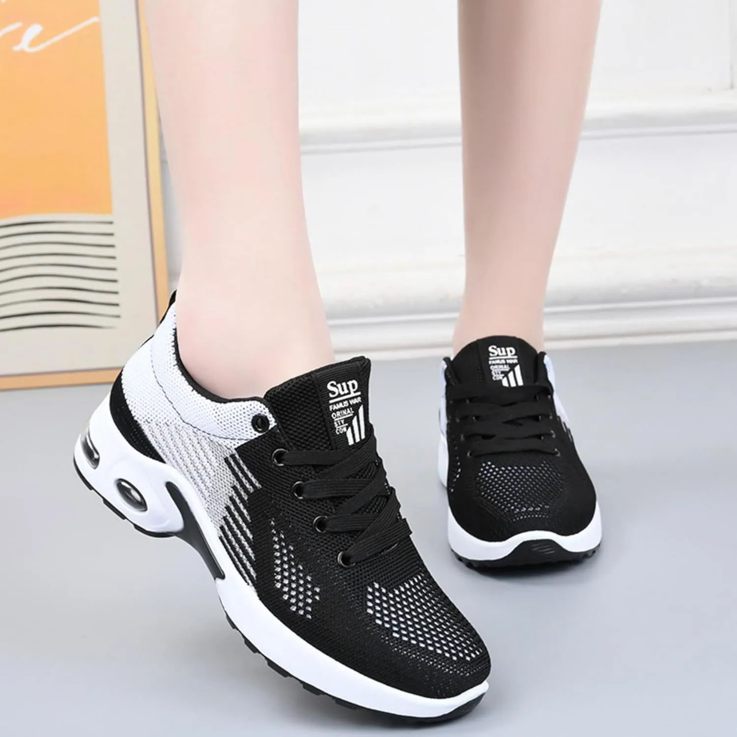 Women's Cushion Sneakers - Breathable, Non-Slip Walking Shoes with Shock-Absorbing Comfort, Lightweight for Running, Walking, and Everyday Use