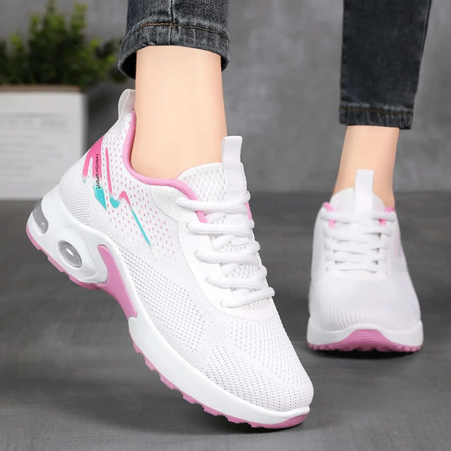 Women's Cushion Sneakers - Breathable, Non-Slip Walking Shoes with Shock-Absorbing Comfort, Lightweight for Running, Walking, and Everyday Use