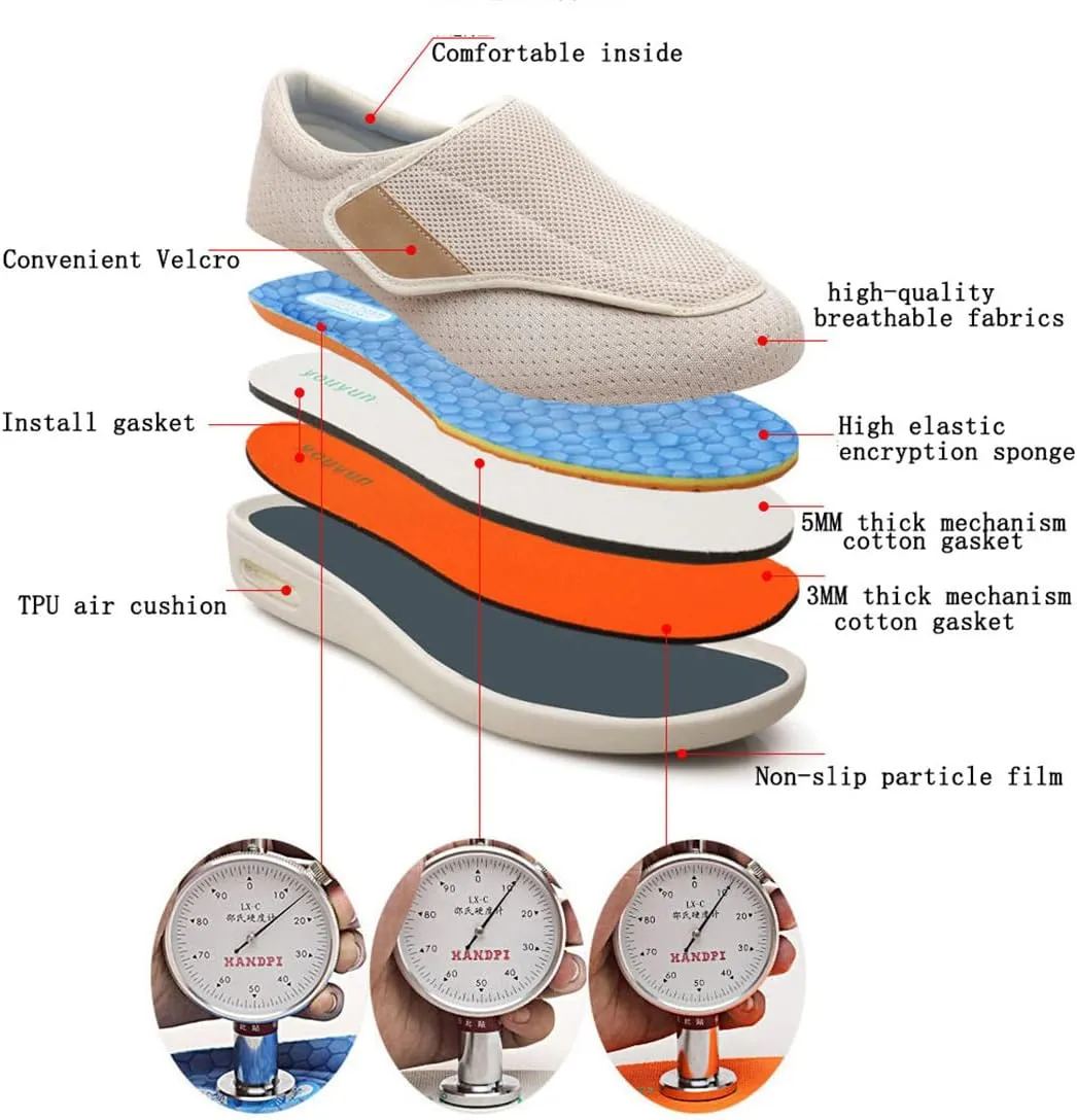 Womens Diabetic Shoes Extra Wide Elder Trainers Lightweight Breathable Walking Shoes Lightweight Edema Swollen Sneaker