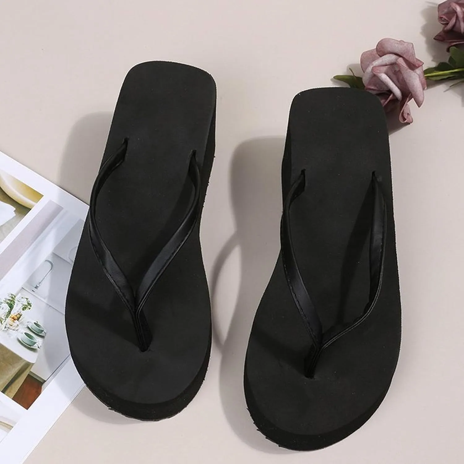Women's Fashion Platform Flip Flops Breathable Open Toe Wedge Summer Slippers Recovery Arch Support Sandals