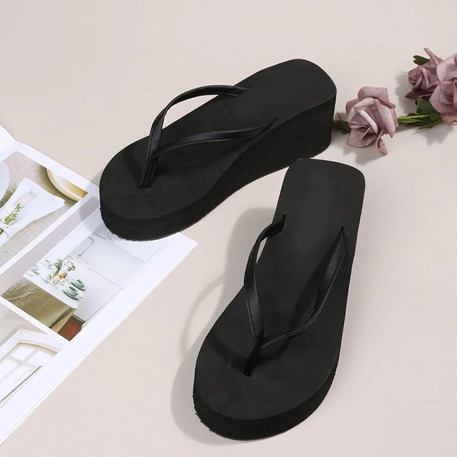 Women's Fashion Platform Flip Flops Breathable Open Toe Wedge Summer Slippers Recovery Arch Support Sandals