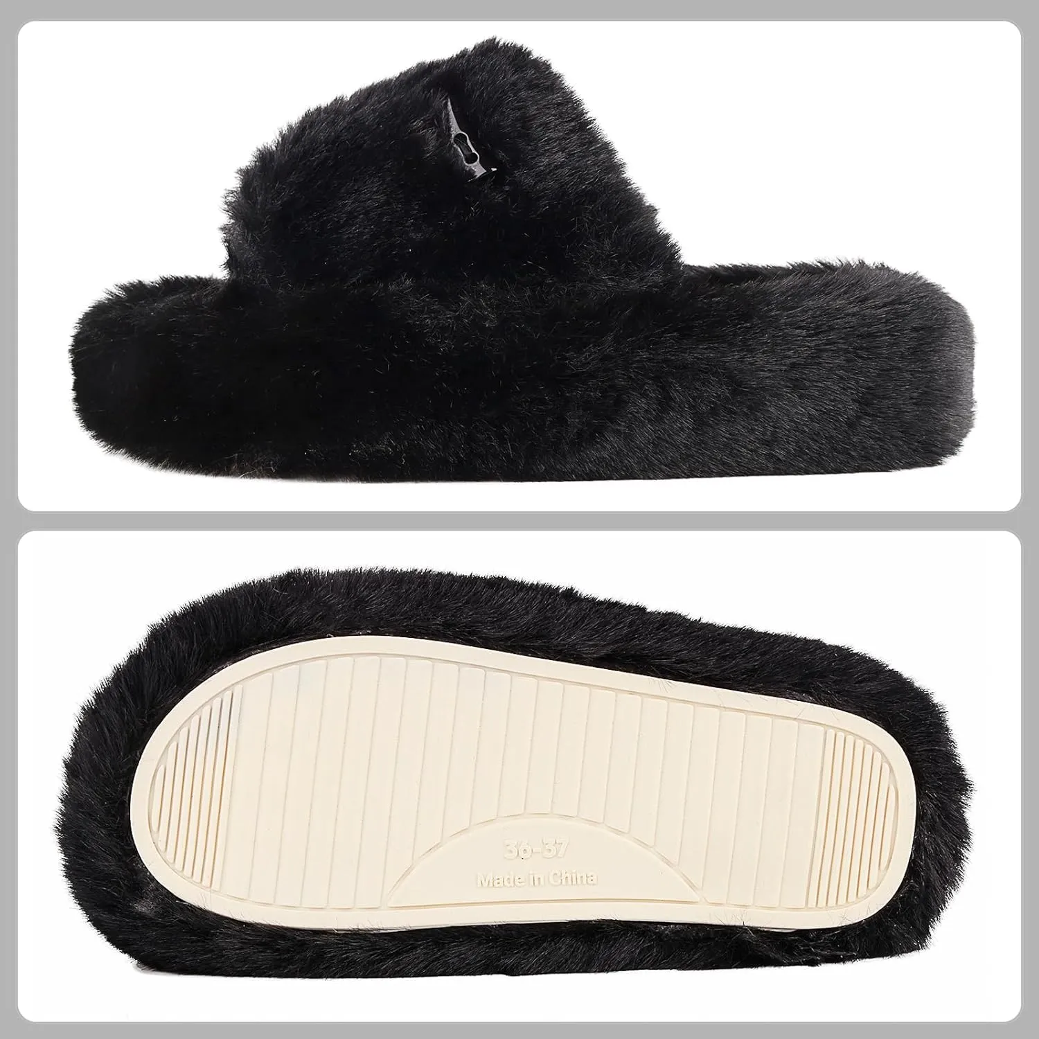 Women's Fuzzy Slippers | Comfy Memory Foam Plush Slides