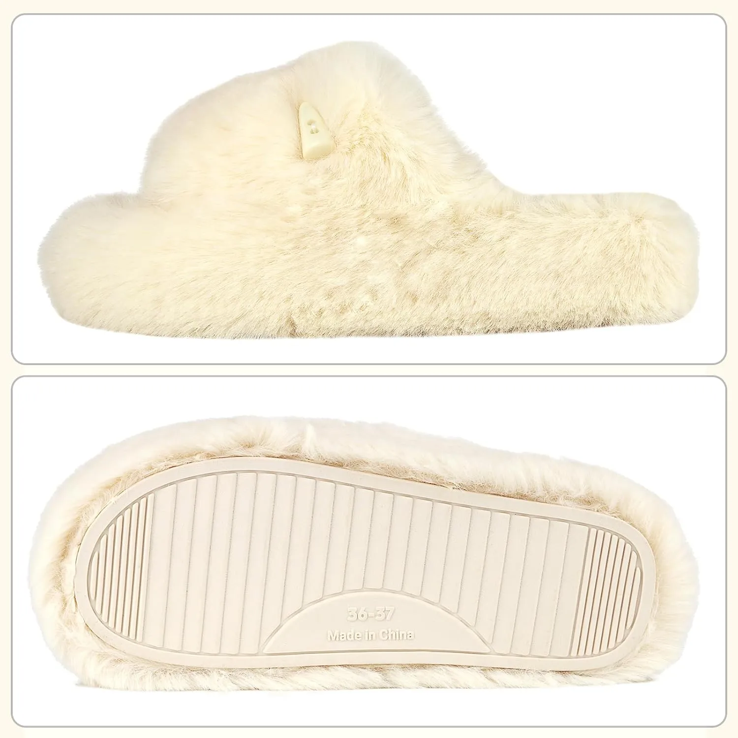 Women's Fuzzy Slippers | Comfy Memory Foam Plush Slides
