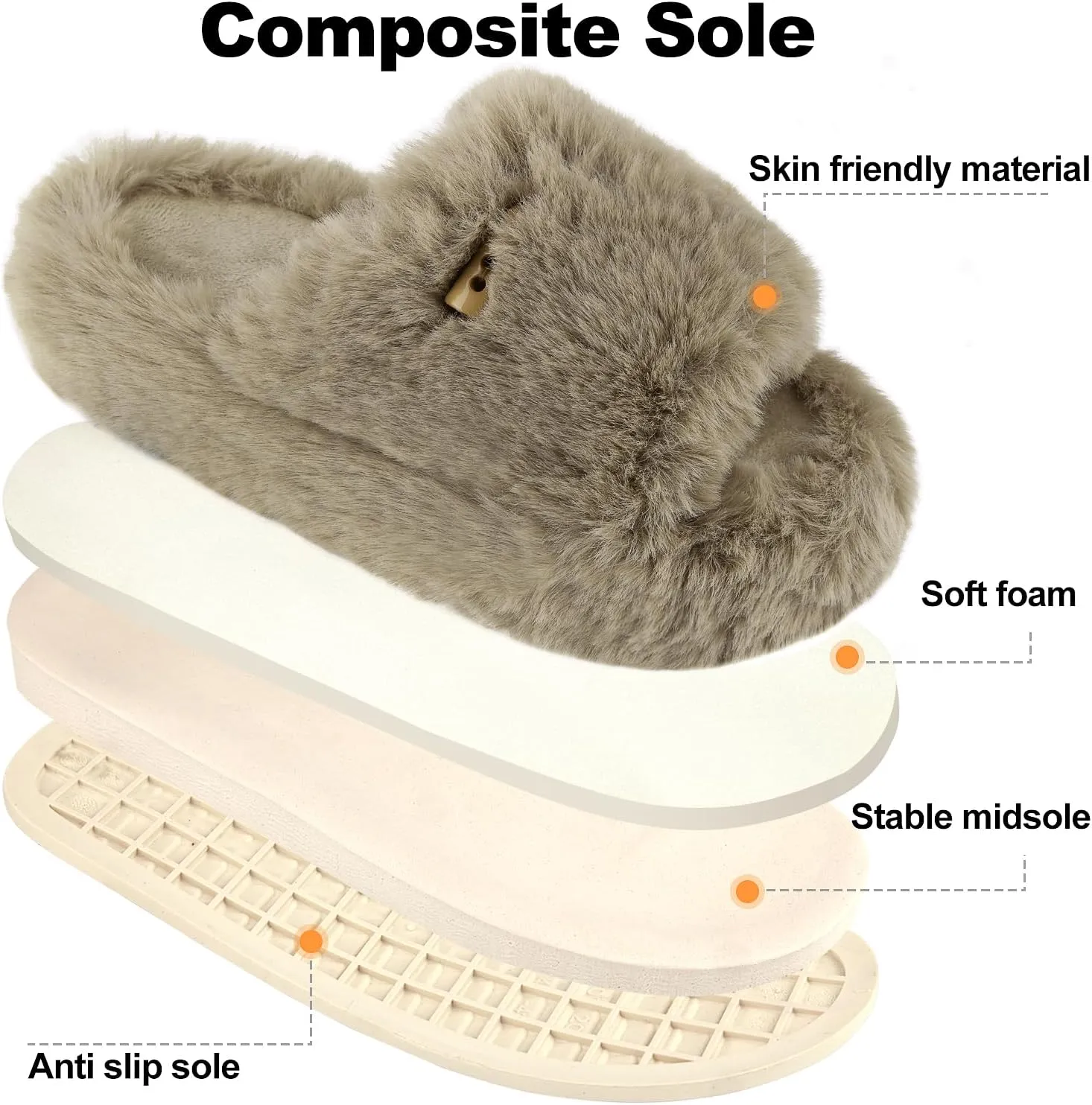 Women's Fuzzy Slippers | Comfy Memory Foam Plush Slides