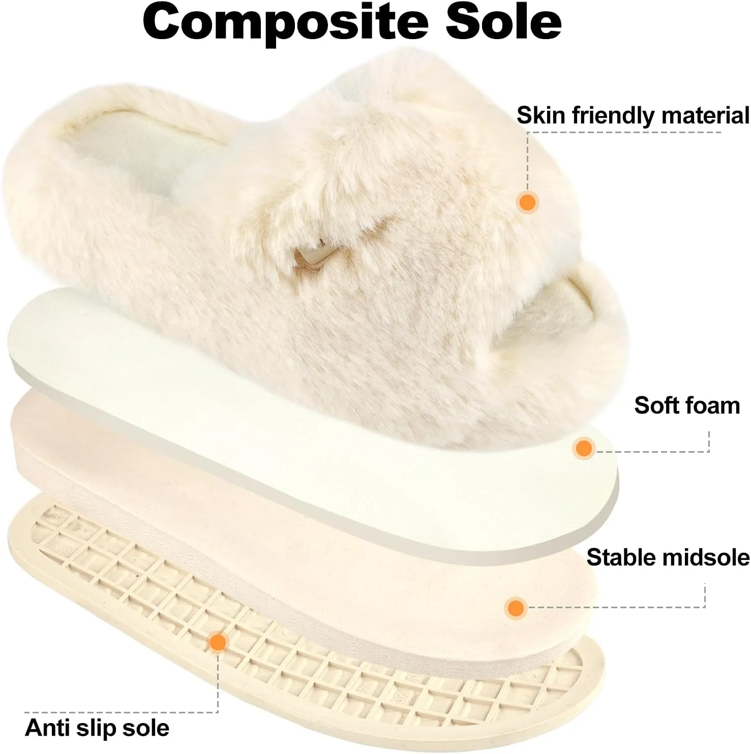 Women's Fuzzy Slippers | Comfy Memory Foam Plush Slides