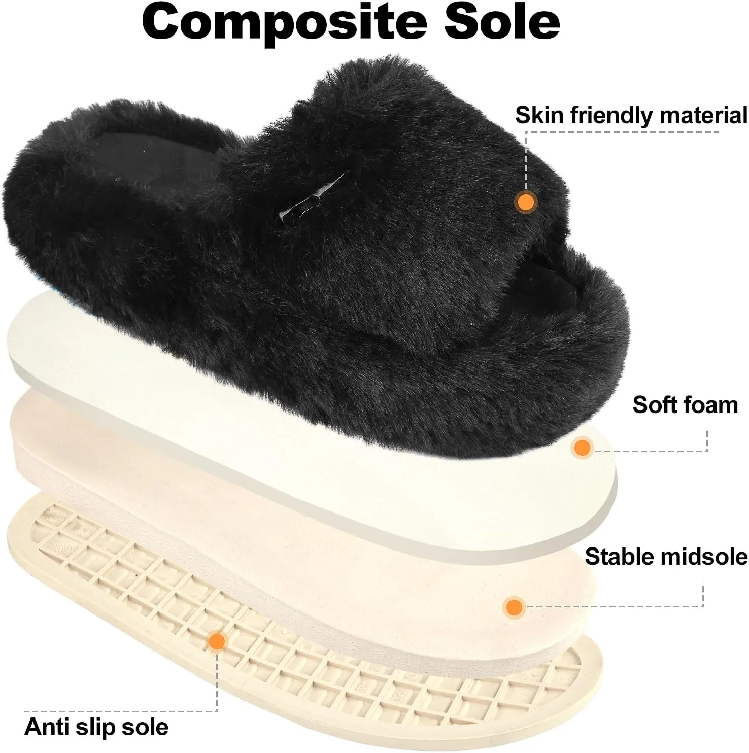 Women's Fuzzy Slippers | Comfy Memory Foam Plush Slides