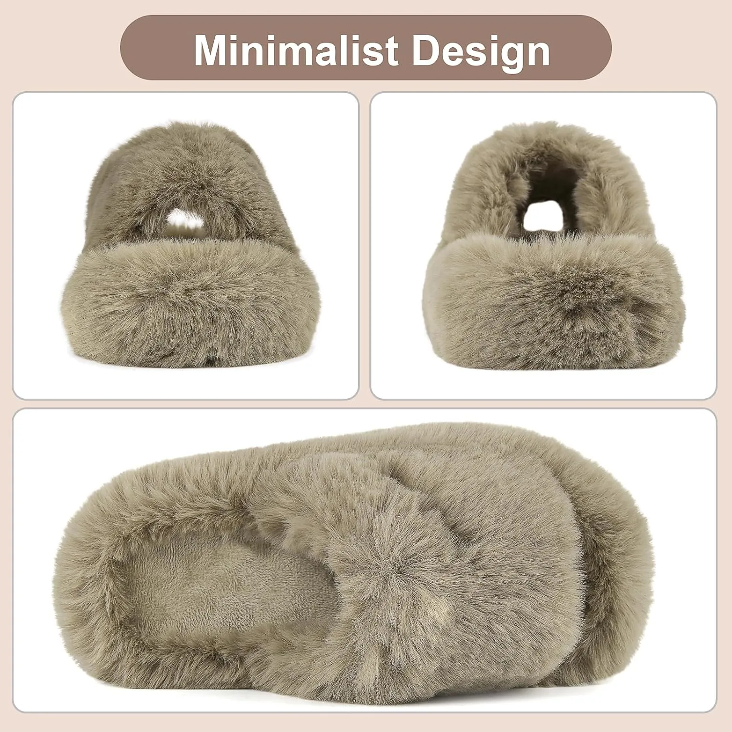 Women's Fuzzy Slippers | Comfy Memory Foam Plush Slides