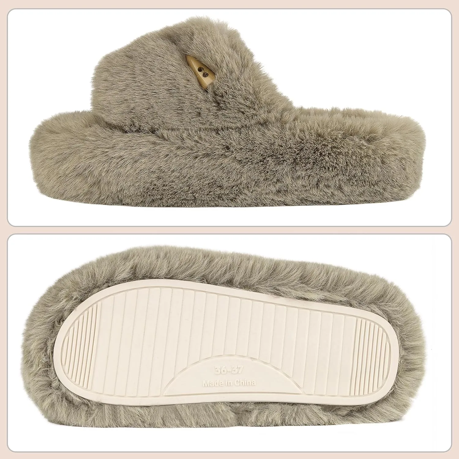 Women's Fuzzy Slippers | Comfy Memory Foam Plush Slides