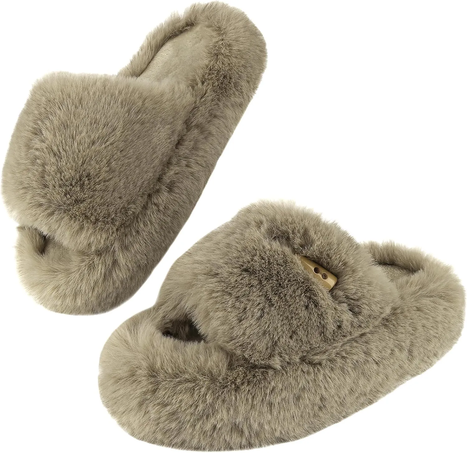 Women's Fuzzy Slippers | Comfy Memory Foam Plush Slides