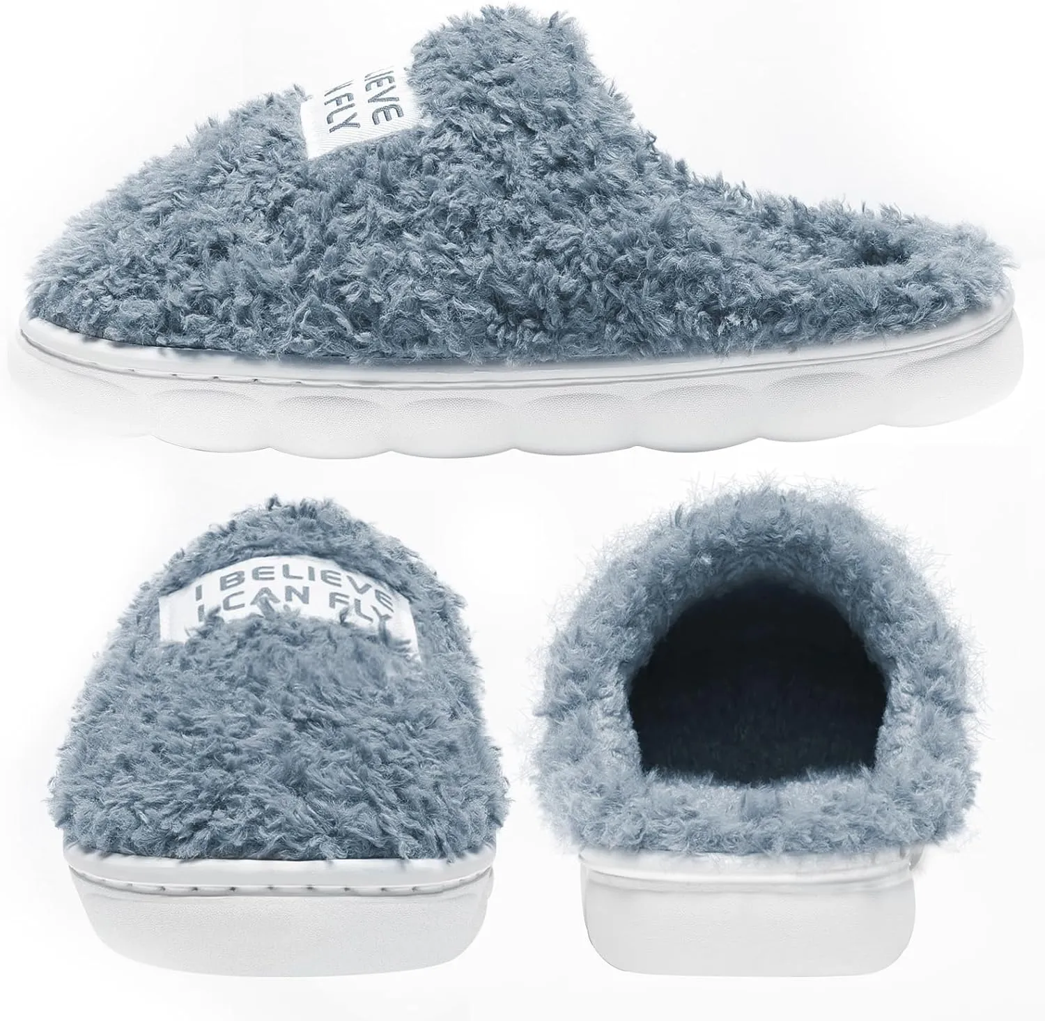 Women's Fuzzy Slippers, Green, US Size, Adult, Indoor/Outdoor, Warm & Comfortable