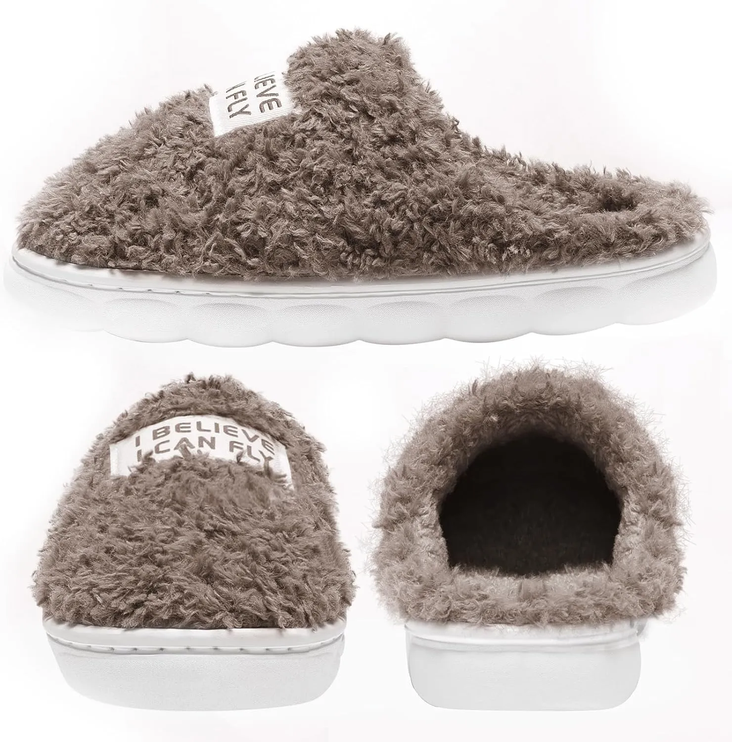 Women's Fuzzy Slippers, Green, US Size, Adult, Indoor/Outdoor, Warm & Comfortable