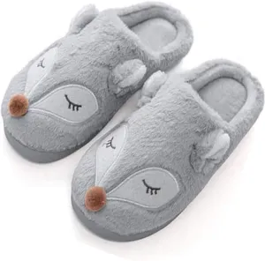 Womens Indoor Warm Fleece Slippers Ladies Girls Cartoon Winter Soft Cozy Booties Non-slip Plush Slip-on Shoes Ankle Boots