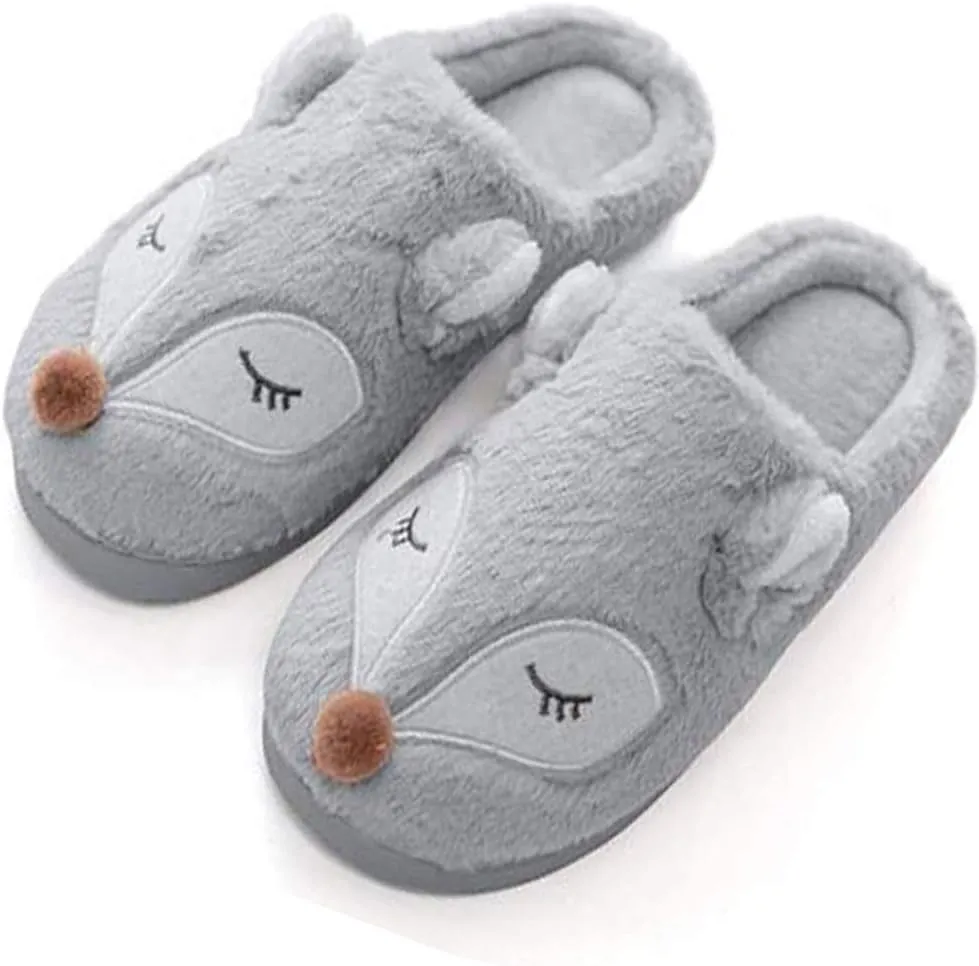 Womens Indoor Warm Fleece Slippers Ladies Girls Cartoon Winter Soft Cozy Booties Non-slip Plush Slip-on Shoes Ankle Boots