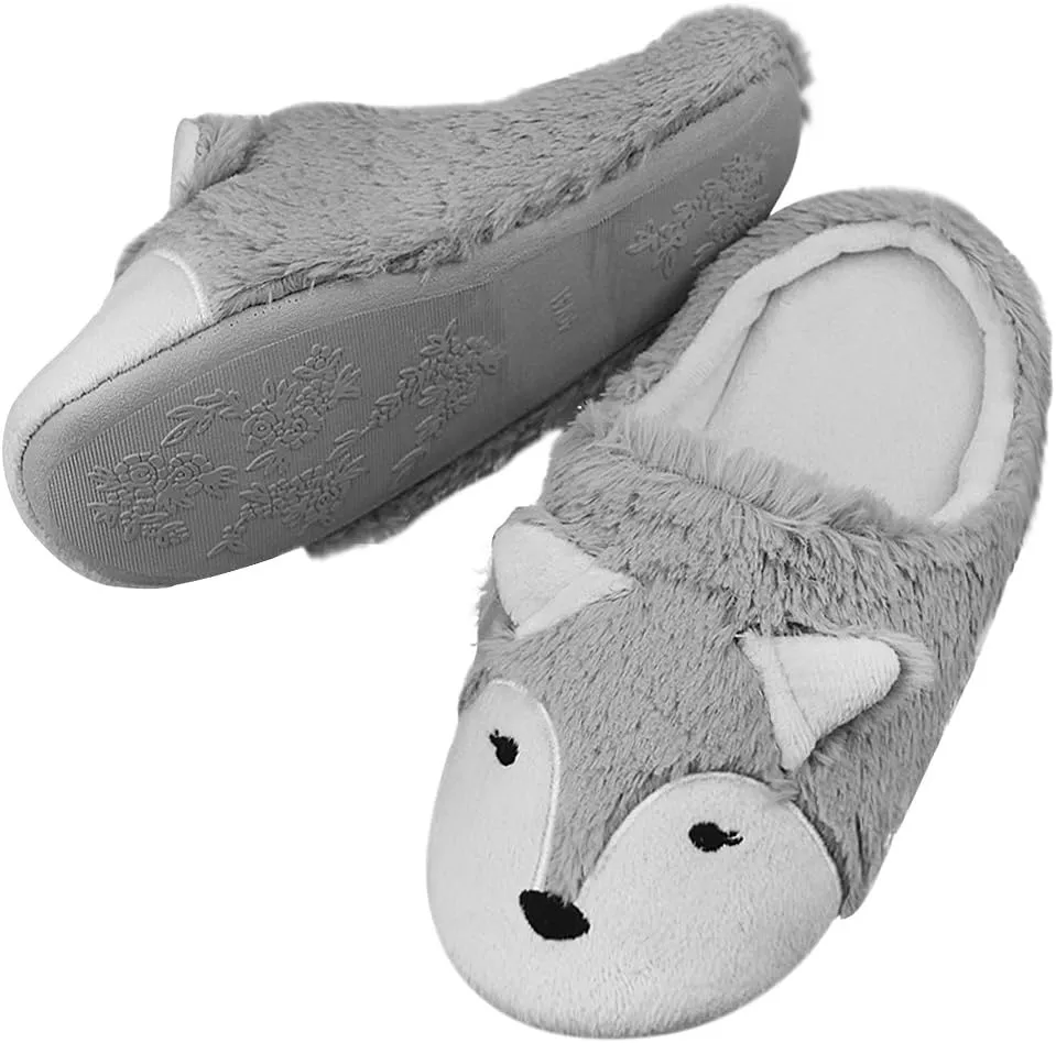 Womens Indoor Warm Fleece Slippers Ladies Girls Cartoon Winter Soft Cozy Booties Non-slip Plush Slip-on Shoes Ankle Boots