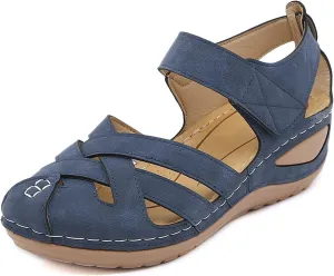 Womens Leather Cutout Shoes Cute Slip On Comfort Walking Flats Closed Toe Boat Shoes Comfortable Breathable Outdoor Walking Sandal