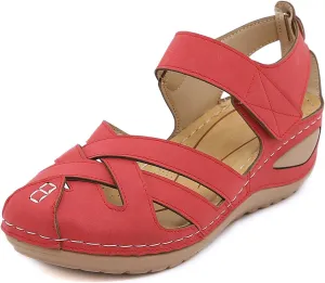 Womens Leather Cutout Shoes Cute Slip On Comfort Walking Flats Closed Toe Boat Shoes Comfortable Breathable Outdoor Walking Sandal