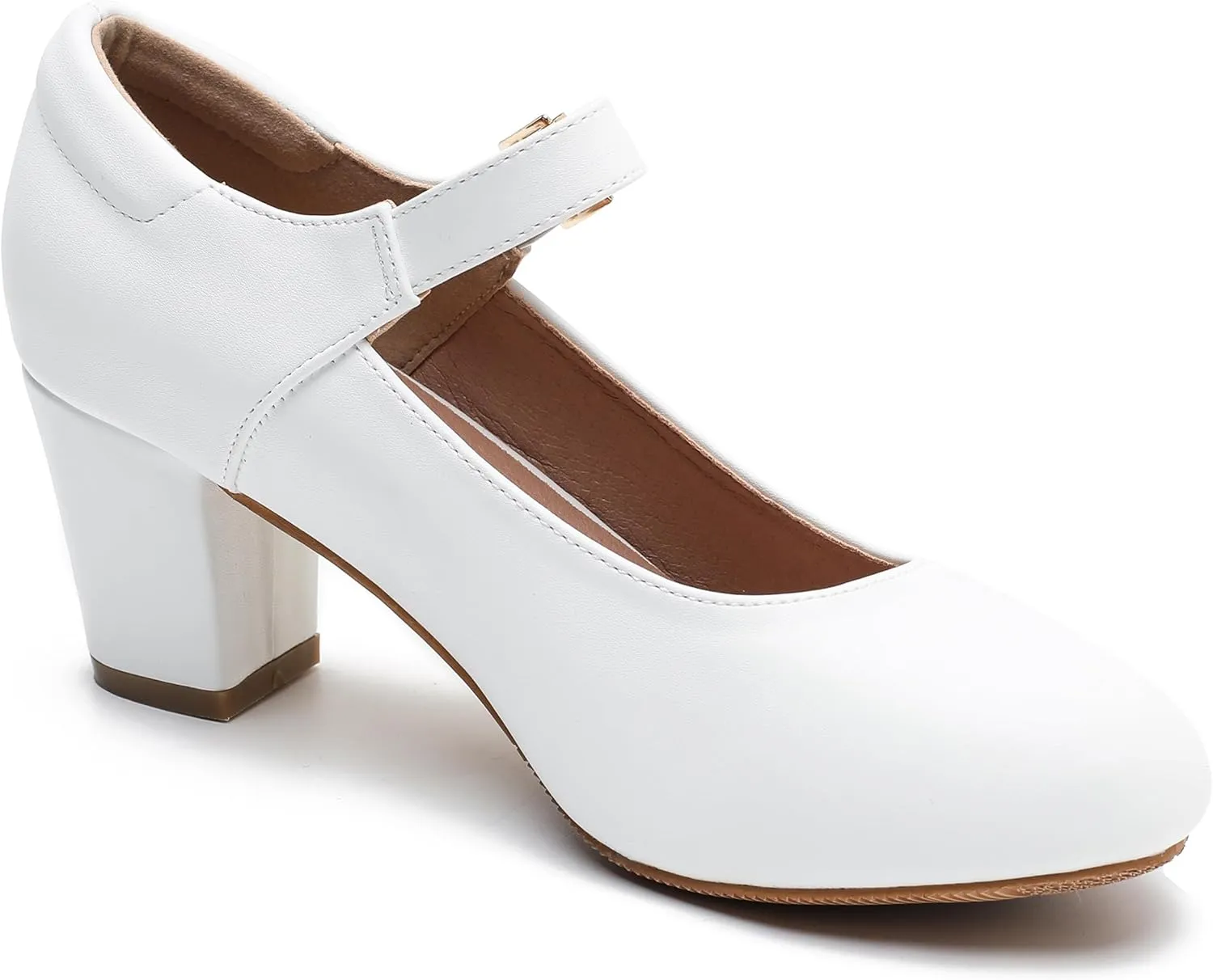 Women's Mary Jane Shoes Low Block Heel Ankle Strap Closed Round Toe Pumps Dress Wedding Office Work Church Shoes