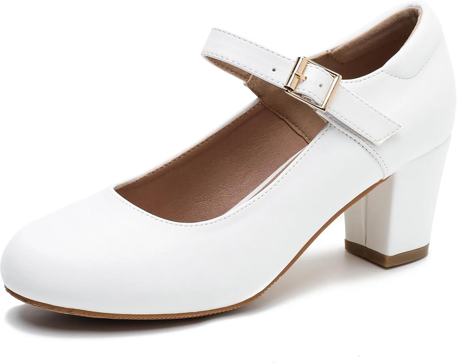 Women's Mary Jane Shoes Low Block Heel Ankle Strap Closed Round Toe Pumps Dress Wedding Office Work Church Shoes