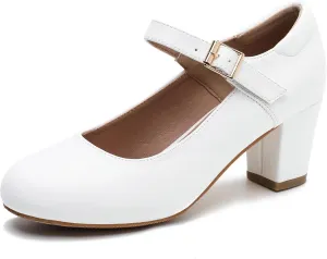Women's Mary Jane Shoes Low Block Heel Ankle Strap Closed Round Toe Pumps Dress Wedding Office Work Church Shoes