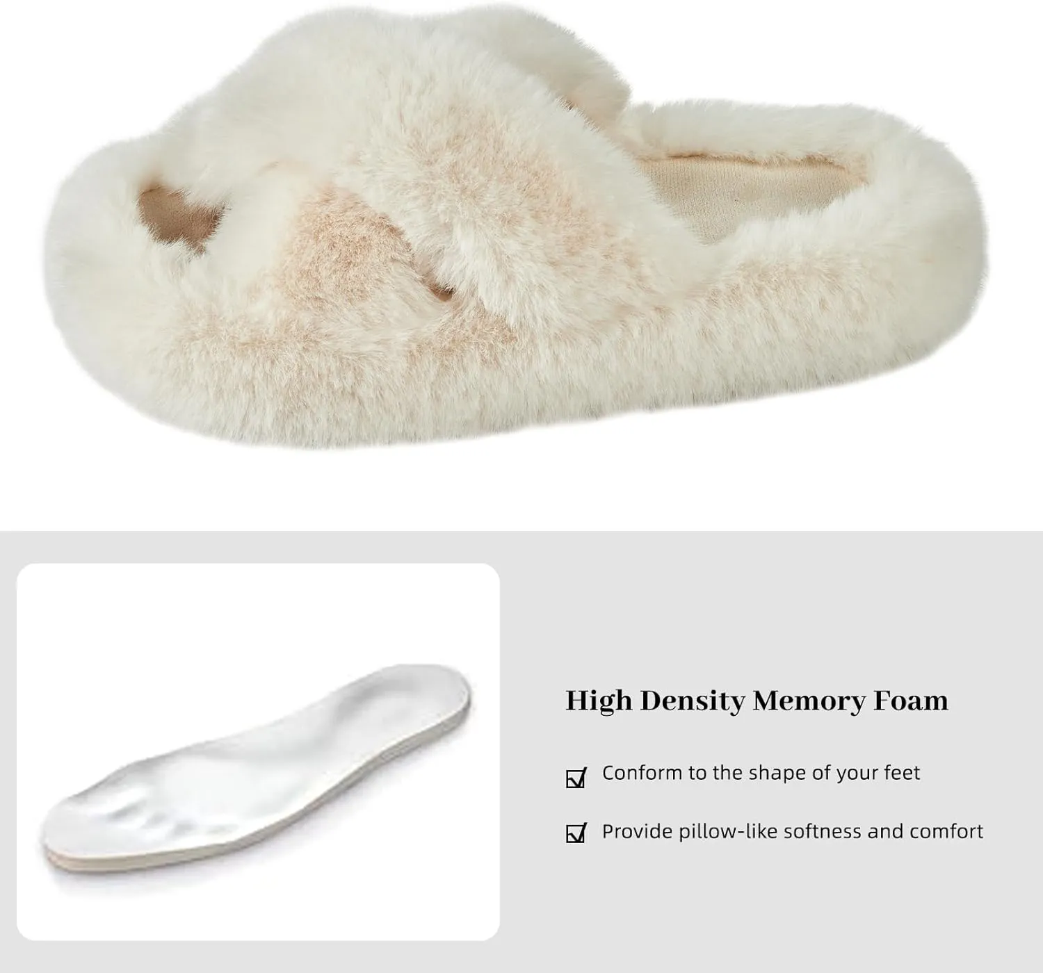 Women's Memory Foam Fluffy Plush Slippers - Cozy Furry Comfy Shoes