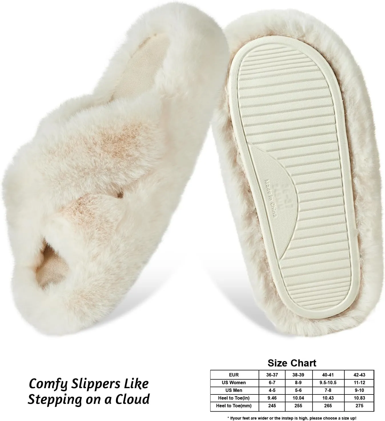 Women's Memory Foam Fluffy Plush Slippers - Cozy Furry Comfy Shoes