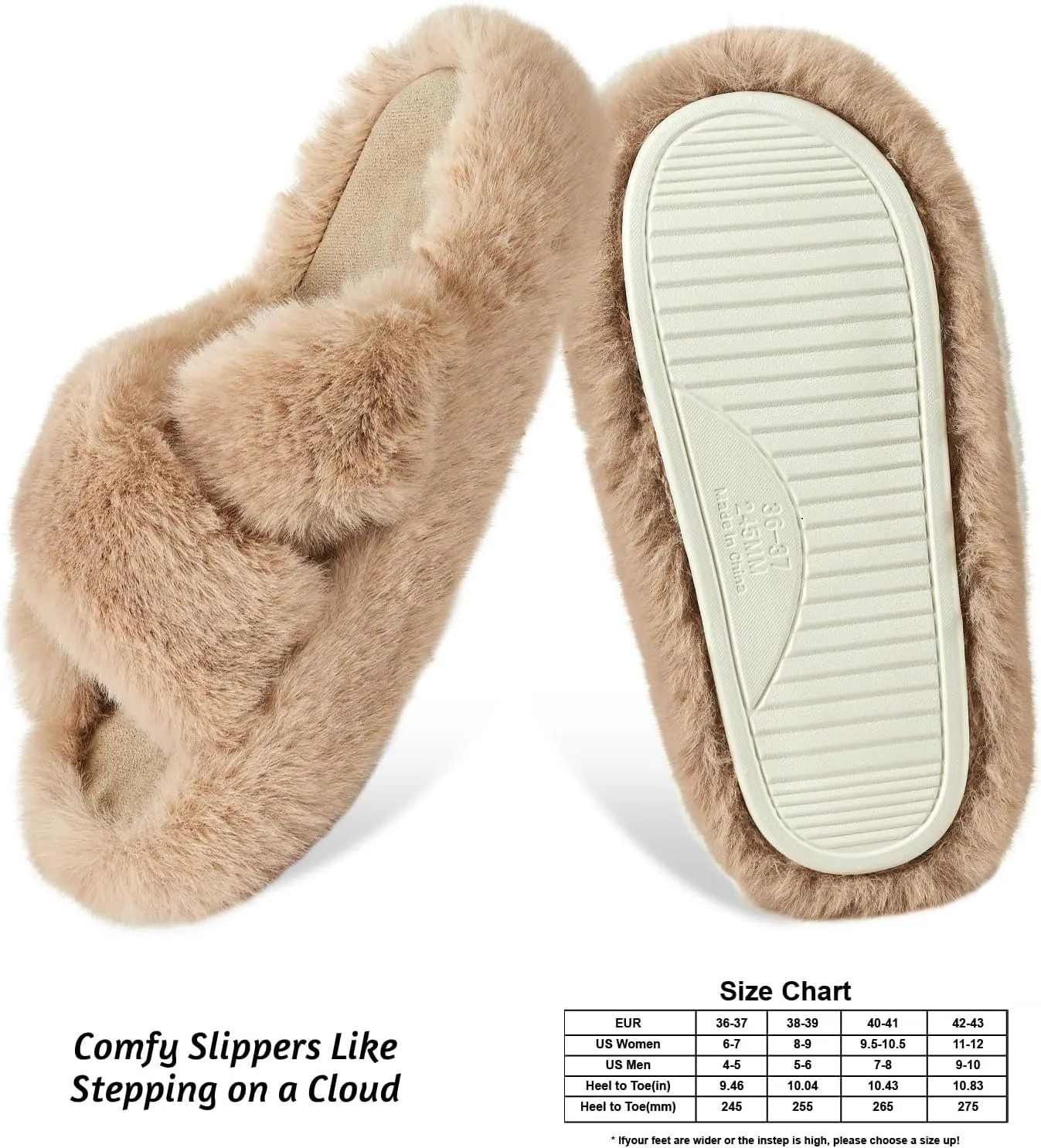 Women's Memory Foam Fluffy Plush Slippers - Cozy Furry Comfy Shoes