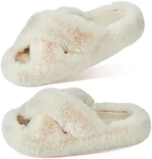 Women's Memory Foam Fluffy Plush Slippers - Cozy Furry Comfy Shoes