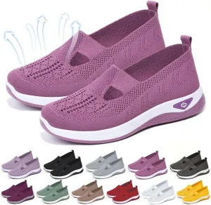 Women's Orthopedic Sneakers Wide Toe Box – Lightweight & Breathable Mesh Slip-On Walking Shoes, Easy to Wear, Anti-Slip Soled, Perfect for Work, Travel & Everyday Comfort