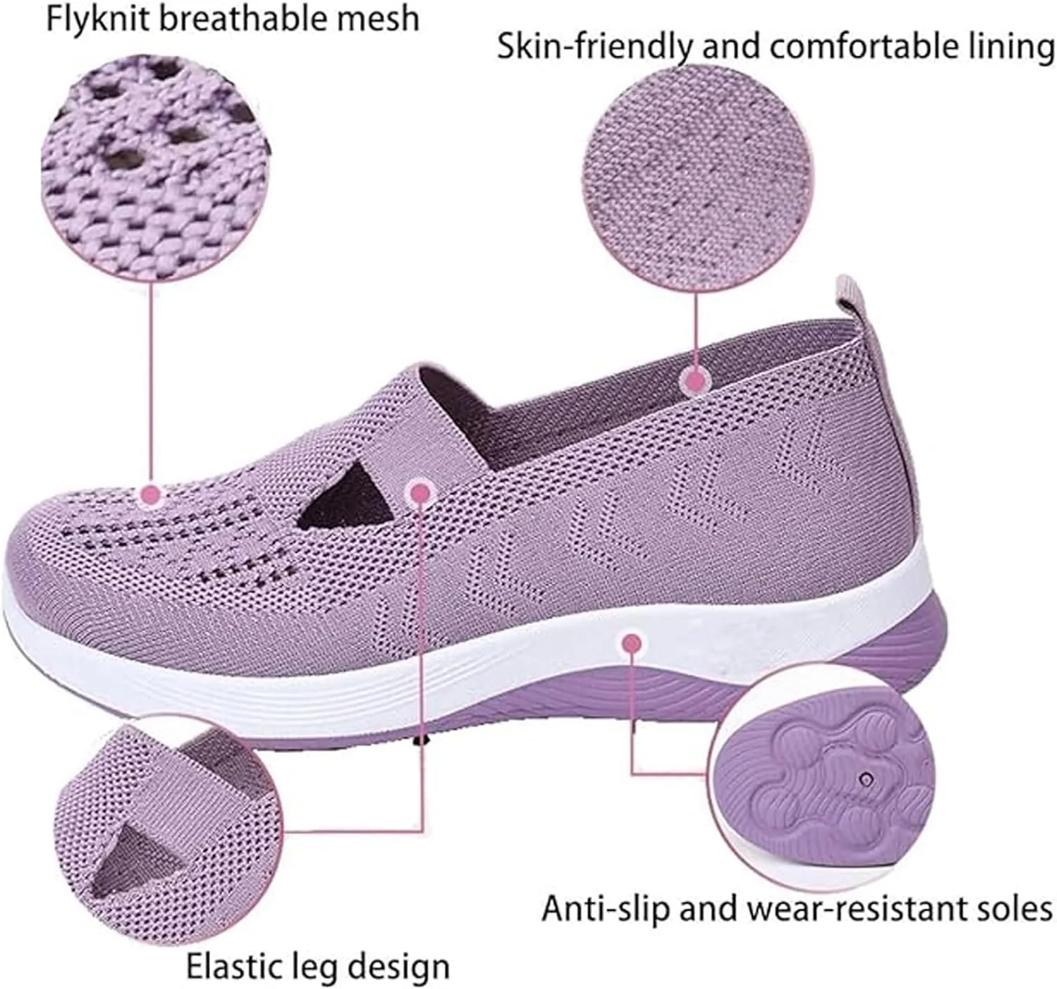 Women's Orthopedic Sneakers Wide Toe Box – Lightweight & Breathable Mesh Slip-On Walking Shoes, Easy to Wear, Anti-Slip Soled, Perfect for Work, Travel & Everyday Comfort