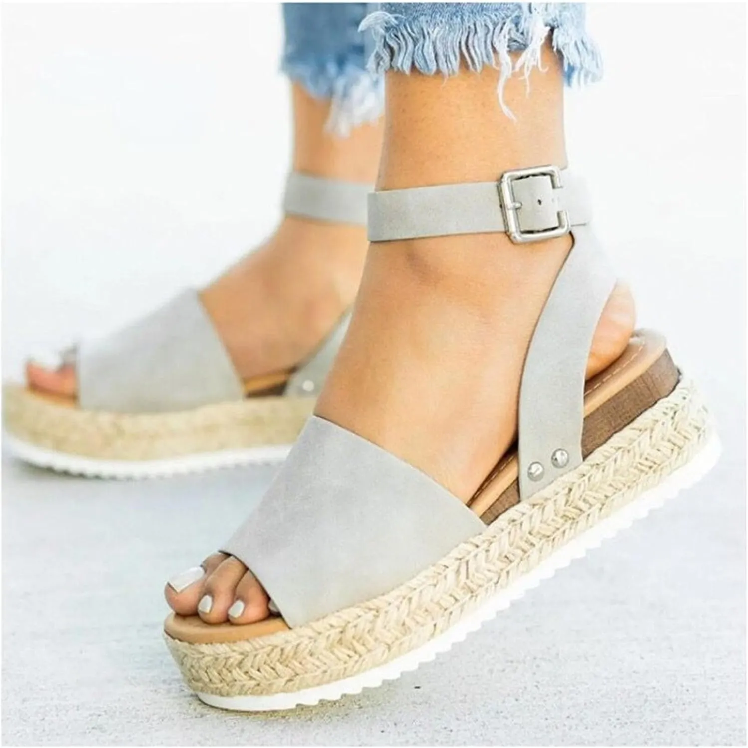 Womens Platform Ankle Strap Sandals Leopard Print Shoes Flatform Wedge Espadrilles Casual Comfortable Dressy Summer Shoes