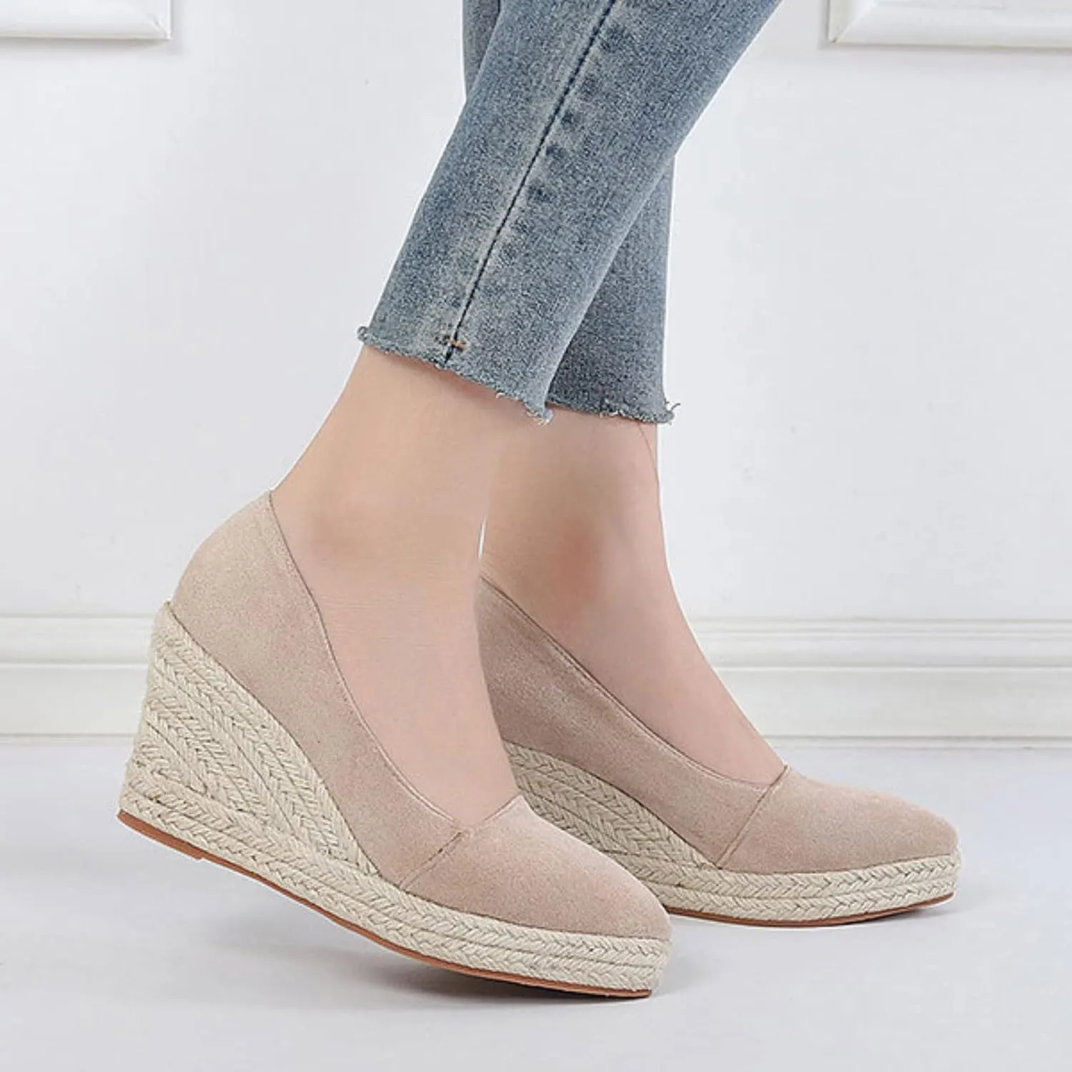 Women's Platform Sandals Wedge Casual Shoes Woman Canvas Trendy Shoes High Heels Shoes For Women Jute Sole
