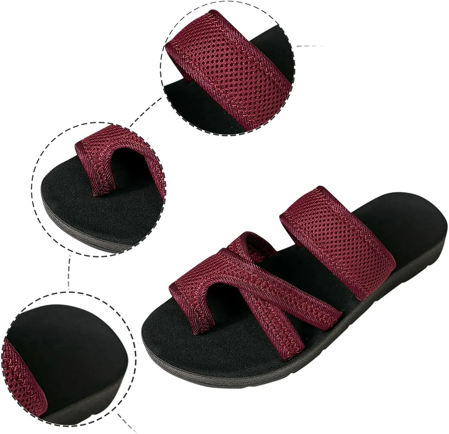 Womens Sandals Dressy Mesh Slides For Woman Foam Sole Sport Thong Sandals Orthopedic Flip Flops Flats Slippers