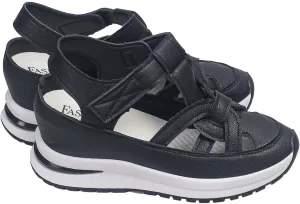 Womens Sandals Slip On Hollow Out Breathable Platform Wedge Sandals Comfortable Closed Toe Casual Sneakers Soft Leather Hook and Loop Straps Available Shoes Light Weight Hiking Sandal for Women