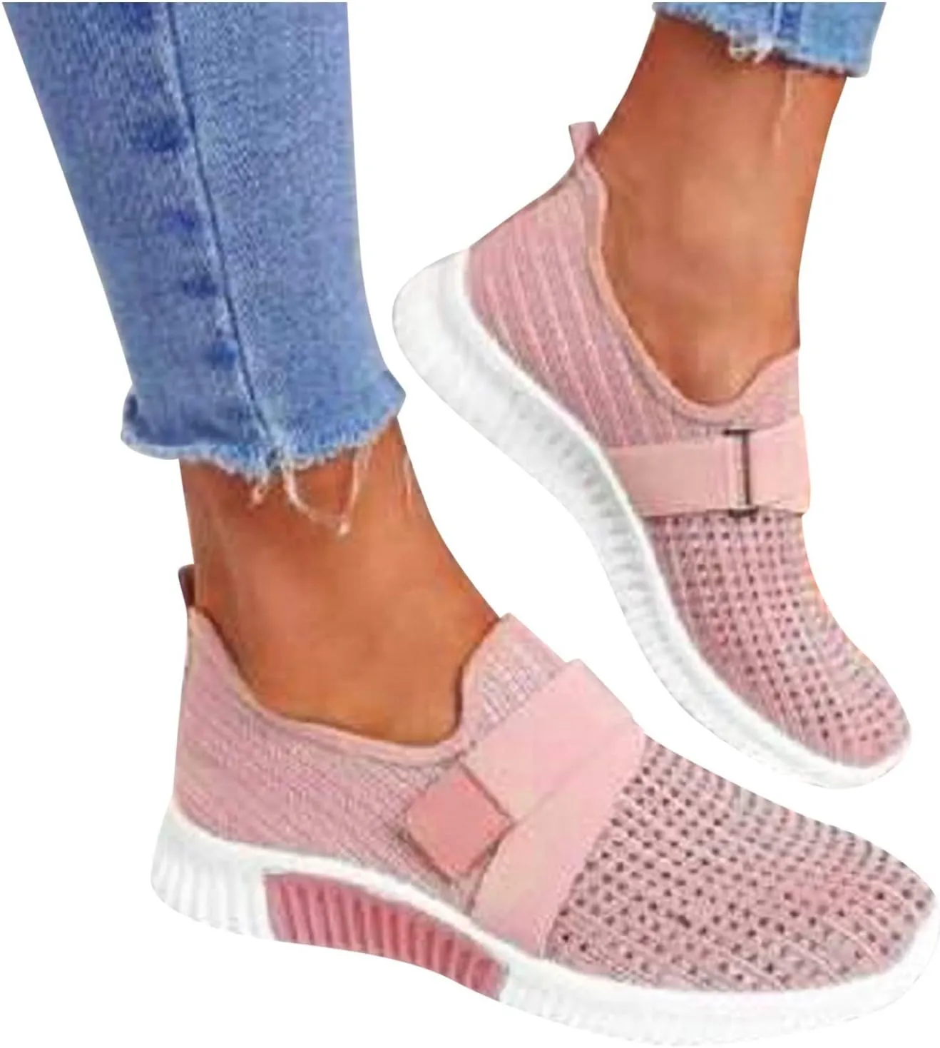 Women's Slip On Sneakers Casual Everyday Shoes Non Slip Work Shoes Women Comfortable Shoes Dressy Casual Fashion Sneakers Red Tennis Shoe Cross Trainer Shoe