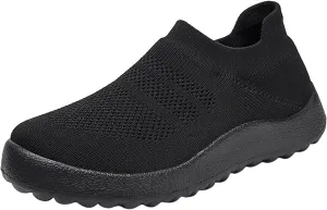 Women's Slip on Walking Shoes Tennis Lightweight Gym Walking Shoes Women Lightweight Slip On Shoes Casual Brown Sneakers Platform Tennis Shoe Cross Trainer Shoe