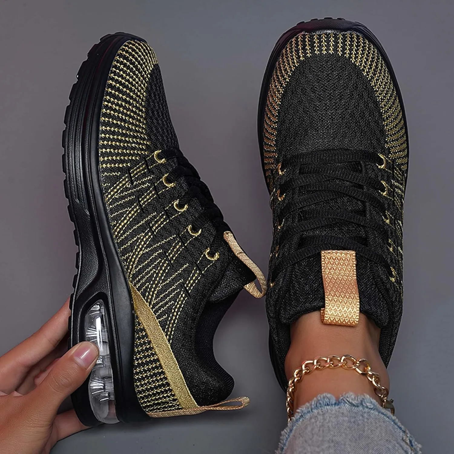 Women's Sneakers Air Cushion Running Shoes Women's Lightweight Arch Support Walking Shoes Lightweight Soft Sole Tennis Shoes Outdoor Fashion Walking Shoes