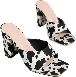 Women's Versatile Open Toe High Heel Mules Backless Shoes Feminine Slingback Stiletto Slide Sandals Slip on Slipper