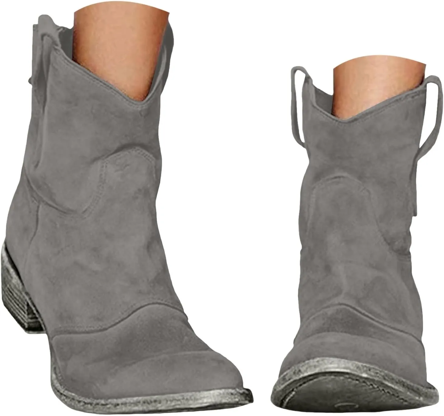 Women's Wedge Boots Comfortable Ankle Wedge Booties Chunky Heel Low Heel Round Toe Zipper Mid Boots Walking Shoes