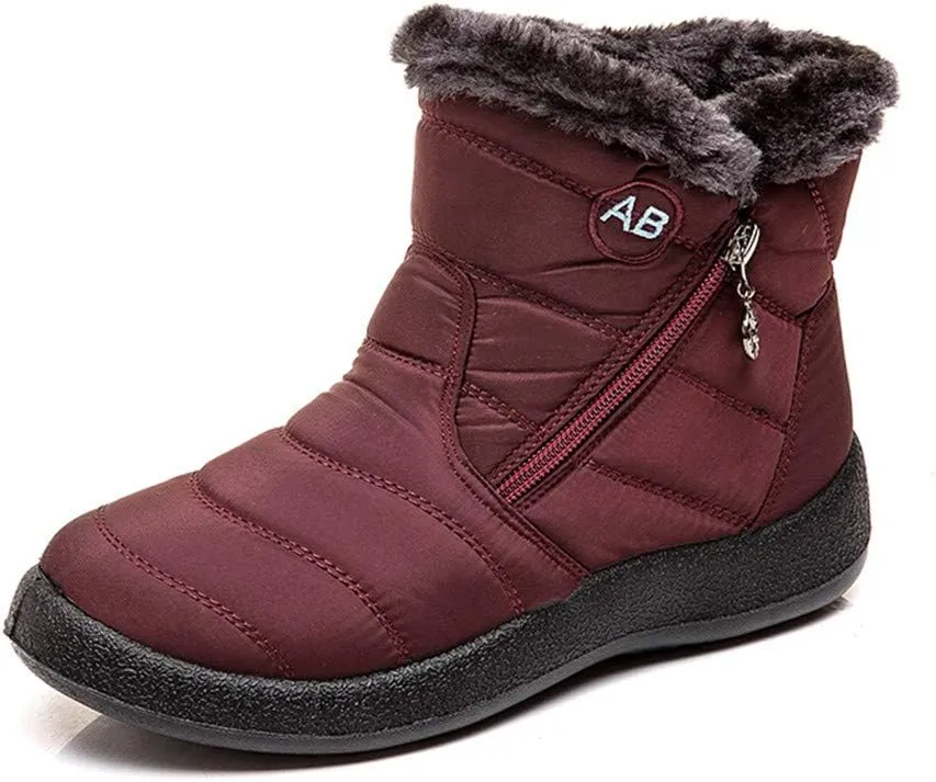 Womens Winter Boots Ankle Adults Slip On Waterproof Boots Womens Snow Boots Winter Shoes Warm Fur Lined Slip On Winter Boot Women Work Boots for Men Men's Winter Booties
