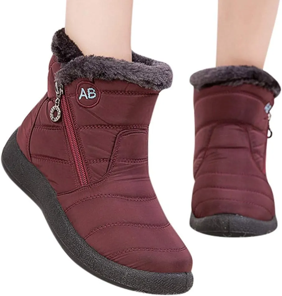 Womens Winter Boots Ankle Adults Slip On Waterproof Boots Womens Snow Boots Winter Shoes Warm Fur Lined Slip On Winter Boot Women Work Boots for Men Men's Winter Booties