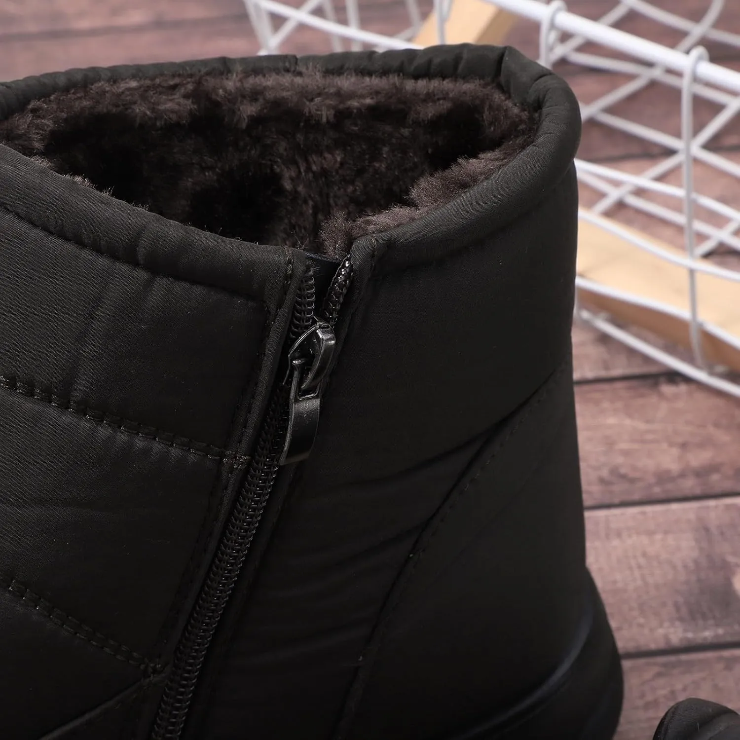 Womens Winter Boots with Zipper Waterproof Snow Shoe Womens Winter Snow Boots with Warm Fur Lining Winter Boot Women Slip On Womens Rain Boots Men's Winter Booties