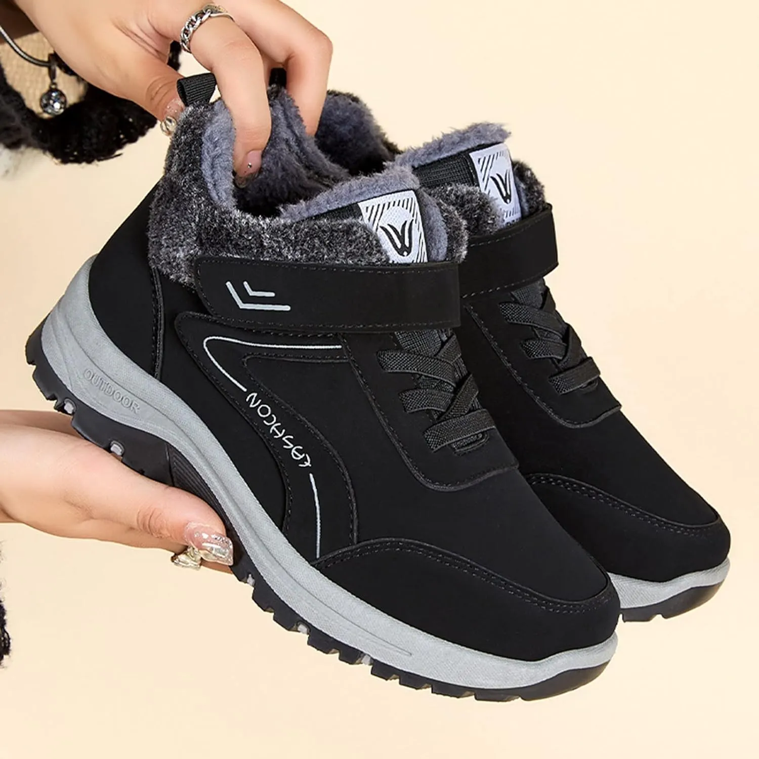 Work Boots for Men Composite Hiking Sneakers Warm Fur Lined Women Safety Shoes Winter Composite Safety Toe Waterproof Industrial Casual Hike Grounded Footwear