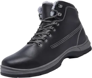 Work Boots for Men Composite Hiking Sneakers Warm Fur Lined Women Safety Shoes Winter Composite Safety Toe Waterproof Industrial Casual Hike Grounded Footwear