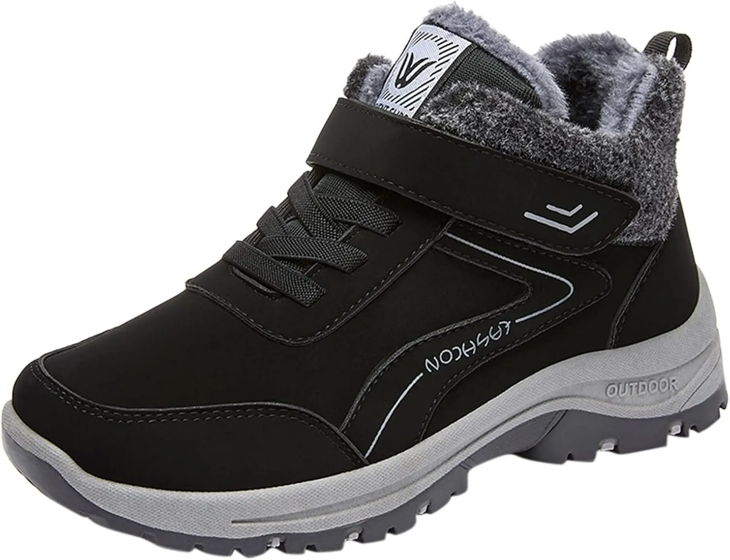 Work Boots for Men Composite Hiking Sneakers Warm Fur Lined Women Safety Shoes Winter Composite Safety Toe Waterproof Industrial Casual Hike Grounded Footwear