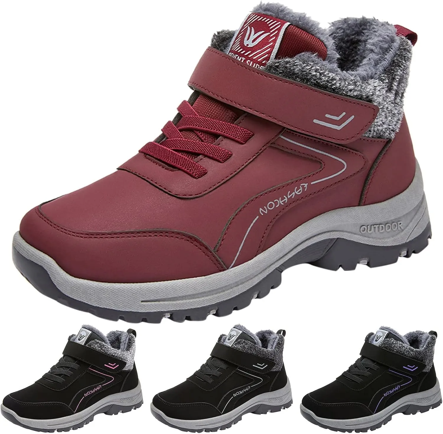 Work Boots for Men Composite Hiking Sneakers Warm Fur Lined Women Safety Shoes Winter Composite Safety Toe Waterproof Industrial Casual Hike Grounded Footwear