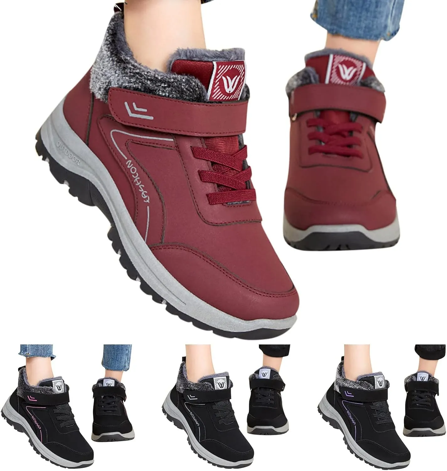 Work Boots for Men Composite Hiking Sneakers Warm Fur Lined Women Safety Shoes Winter Composite Safety Toe Waterproof Industrial Casual Hike Grounded Footwear