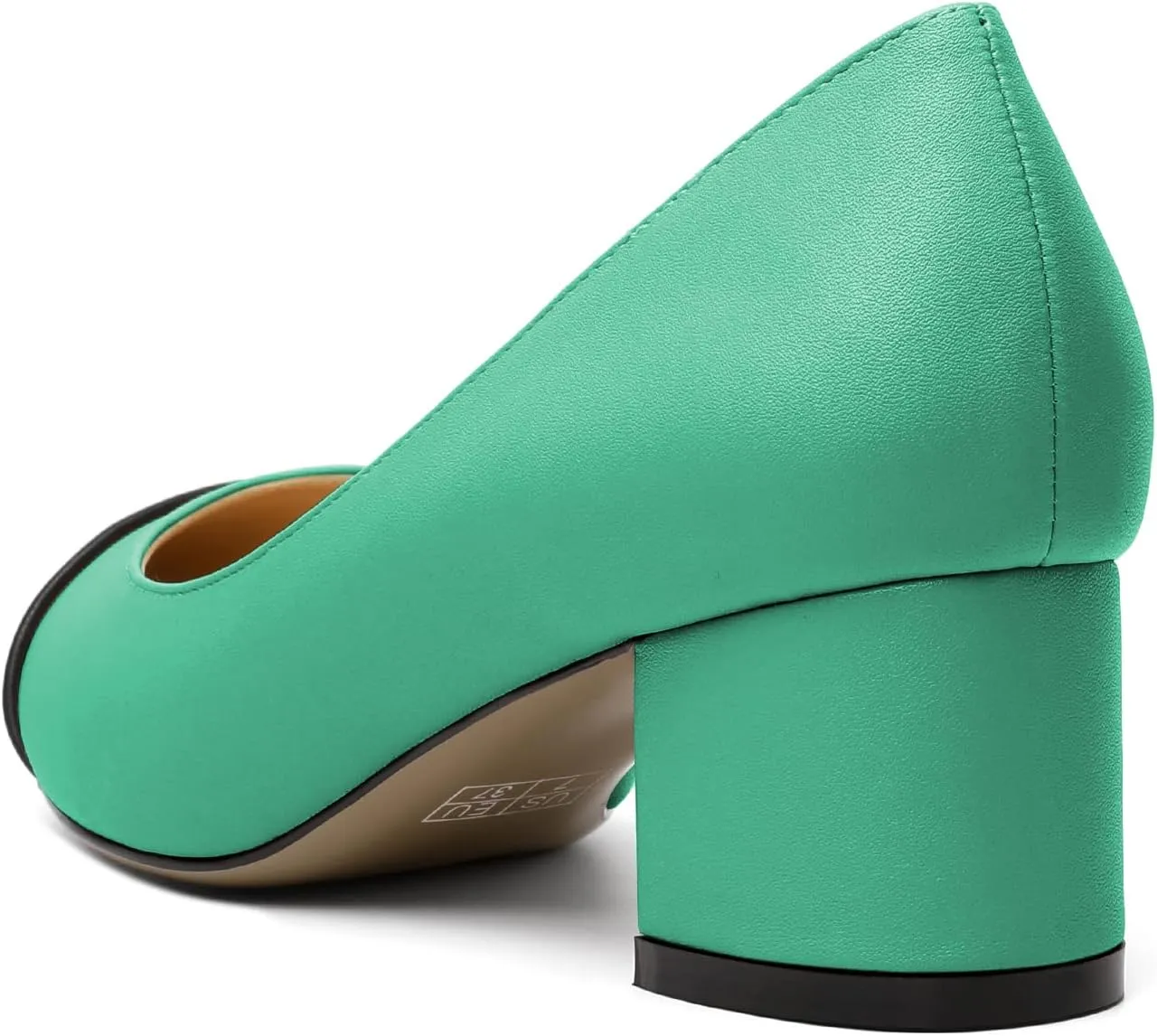 Zamikoo Women's Block Heel Pumps, Pointed Toe Slip on Classic Chunky Low Heel Cap Toe Dress Shoes for Office Wedding Work Evening 2 Inches