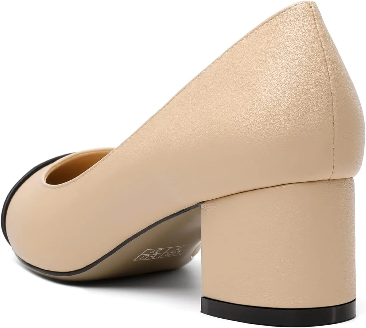 Zamikoo Women's Block Heel Pumps, Pointed Toe Slip on Classic Chunky Low Heel Cap Toe Dress Shoes for Office Wedding Work Evening 2 Inches
